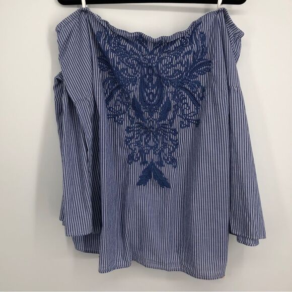 INC International Concepts Tops - 🆕 INC Boho Embroidered Off Shoulder Flare Sleeve Top 2X NWT